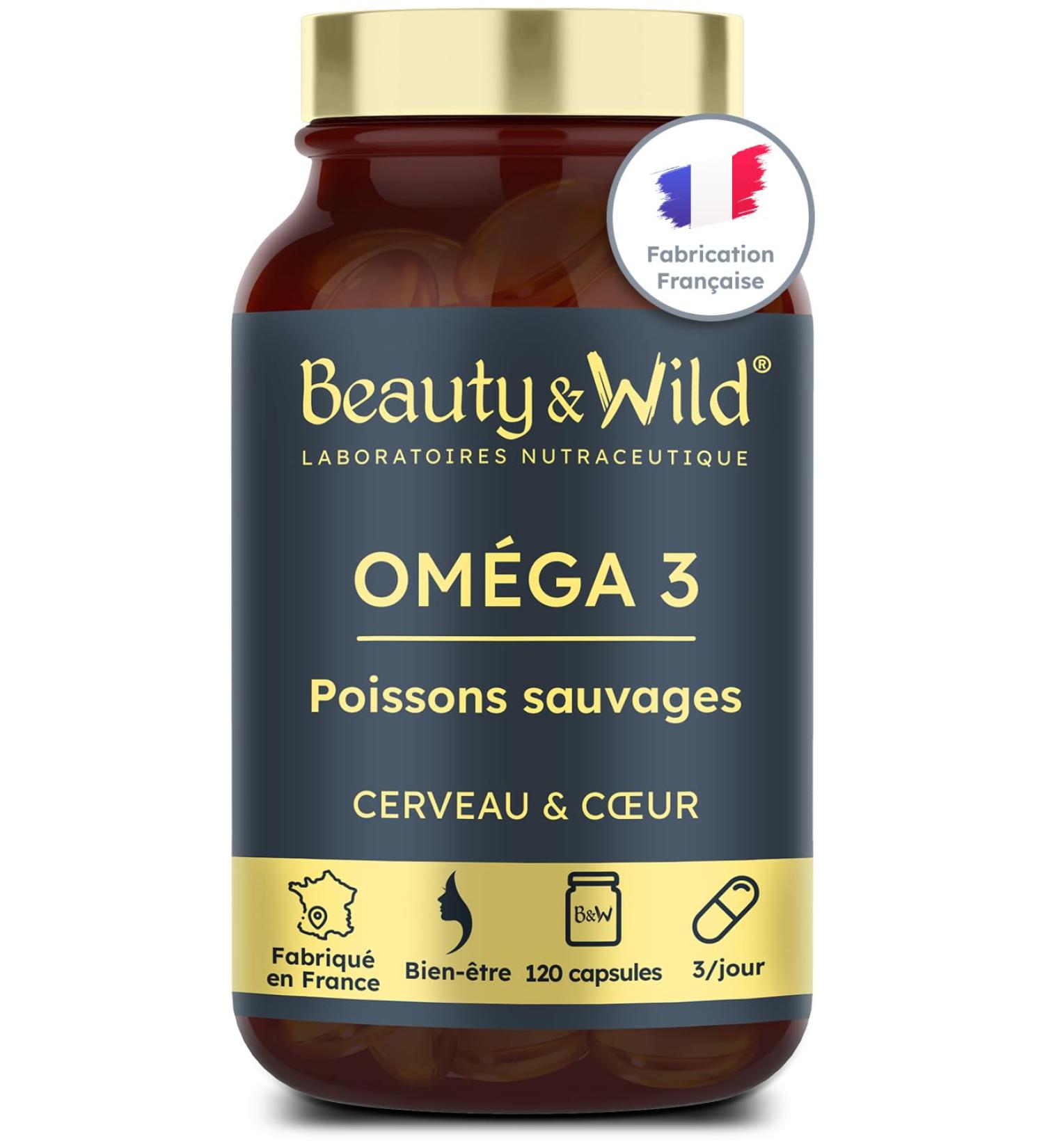 Omega Capsules 3-2000mg Wild Fish Oil Rich in EPA/DHA Amino Acid Heart Health Cholesterol Brain Ideal Bodybuilding Fitness 120 Omega 3 Capsules - Beauty&Wild - Buy Online on GoSupps.com