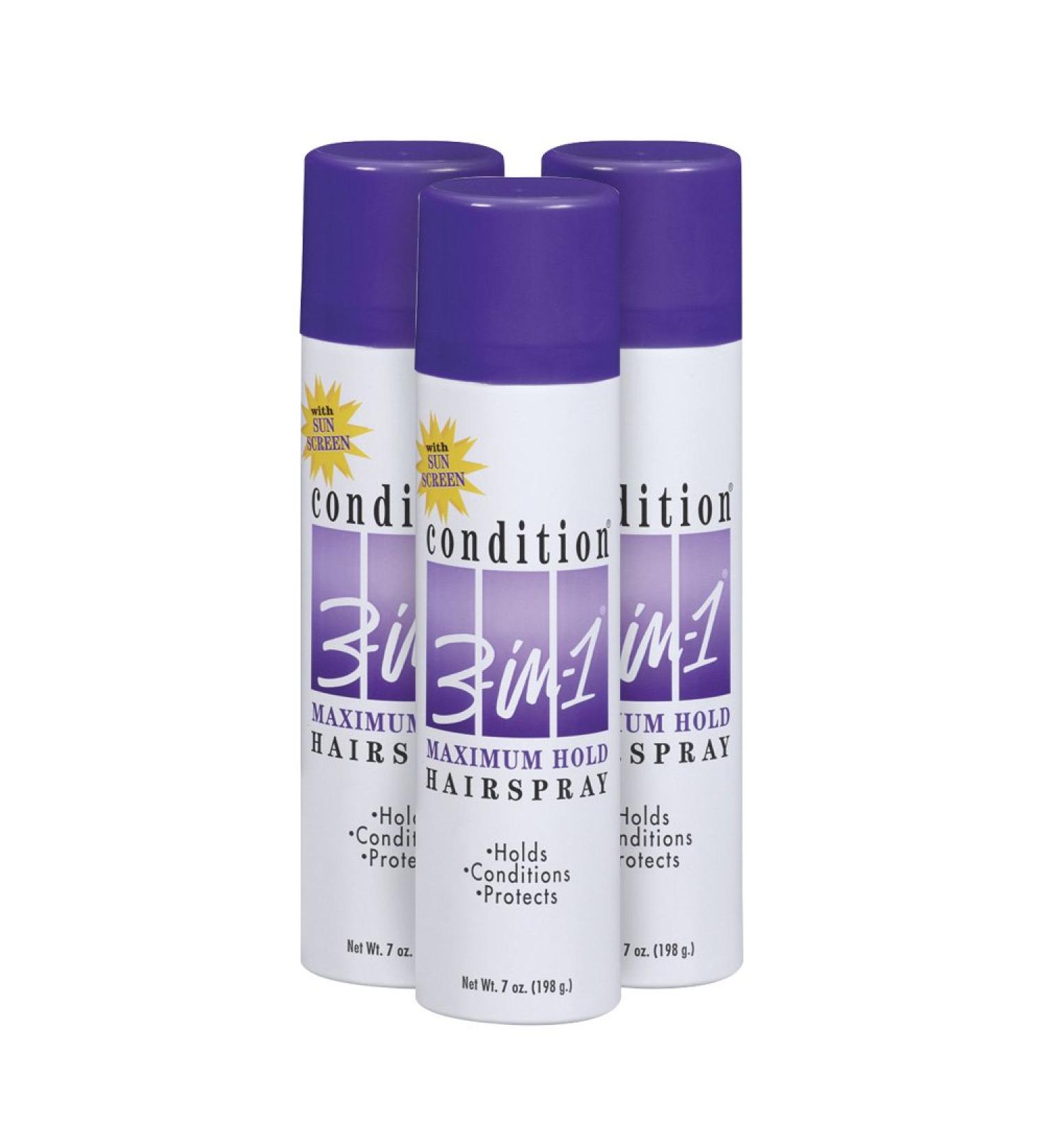 Condition 3-in-1 Maximum Hold Hairspray (Pack of 3) 7 Oz Maximum Hold 7 Ounce