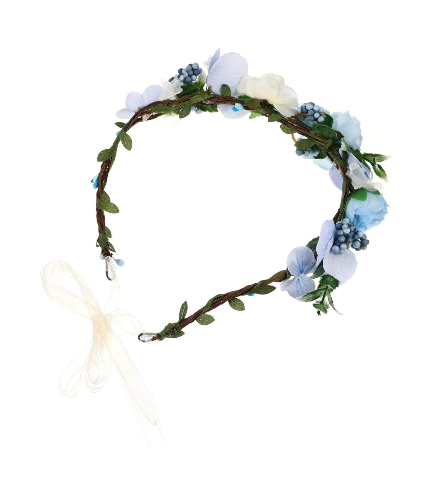 MAGICLULU Bridal Wreath Tiara Blue Tiara Hair Accessory for Girls Wedding Hair Garland Simple Garland for Women Wedding Hair Wreath Party Decor Baby Flower Child Bohemia Makeup Silk Cloth - Buy Online on GoSupps.com