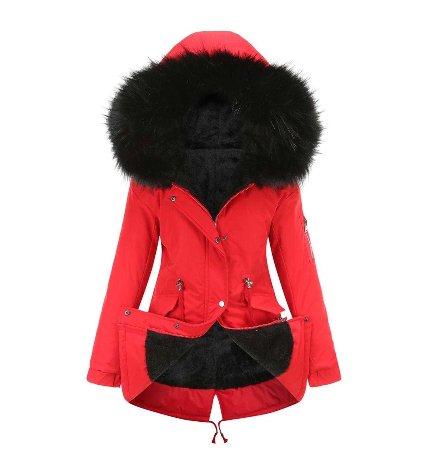 Hanxiulin Women s Plush Fleece Jacket | Warm Windproof Winter Coat | Cuddly Thick Hoodie | XXL Red - Buy Online on GoSupps.com