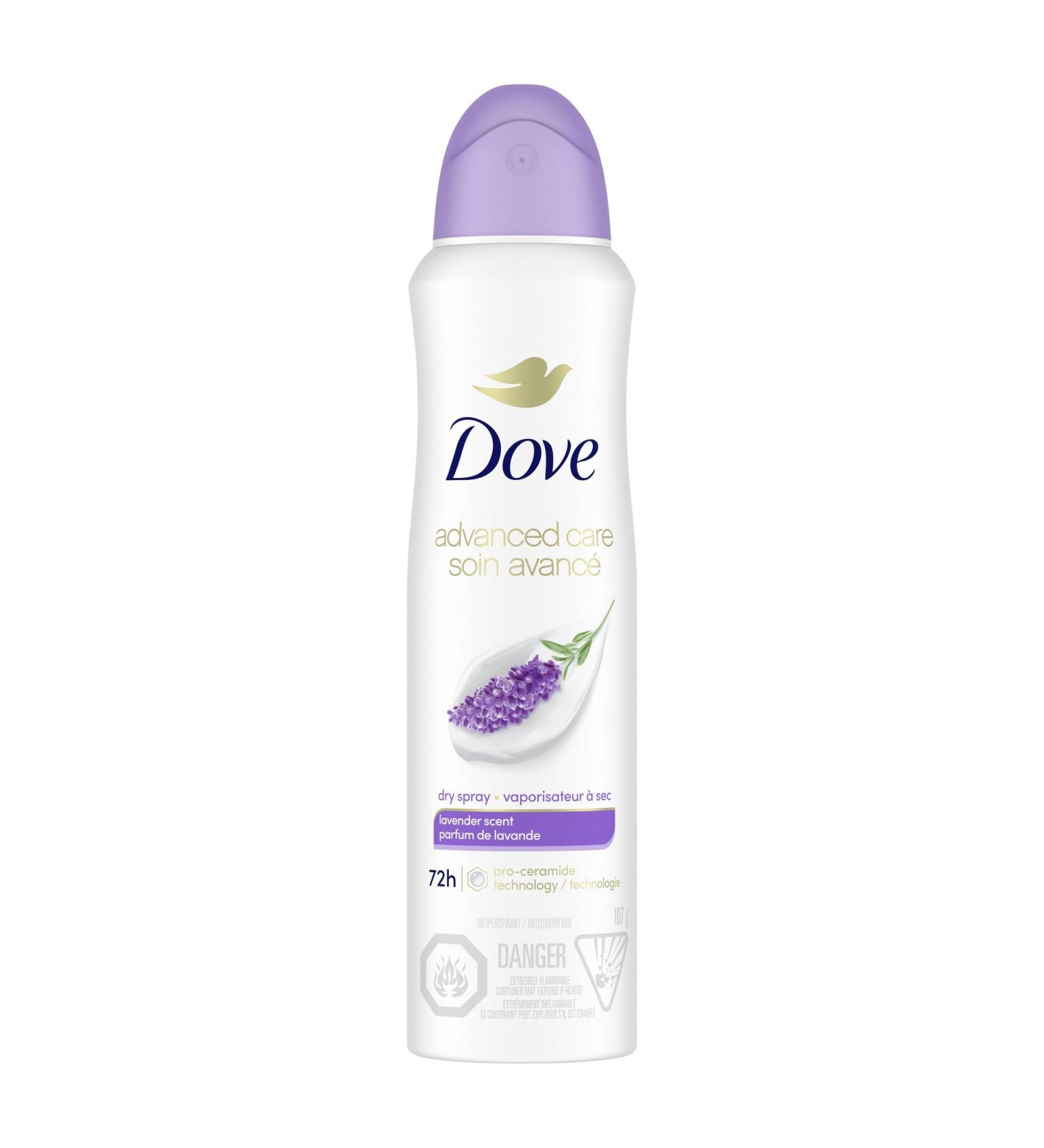 Dove Advanced Care Lavender Scent Dry Spray Antiperspirant Deodorant for Women with Pro-Ceramide Technology for Soft Resilient Skin 107g - Buy Online on GoSupps.com