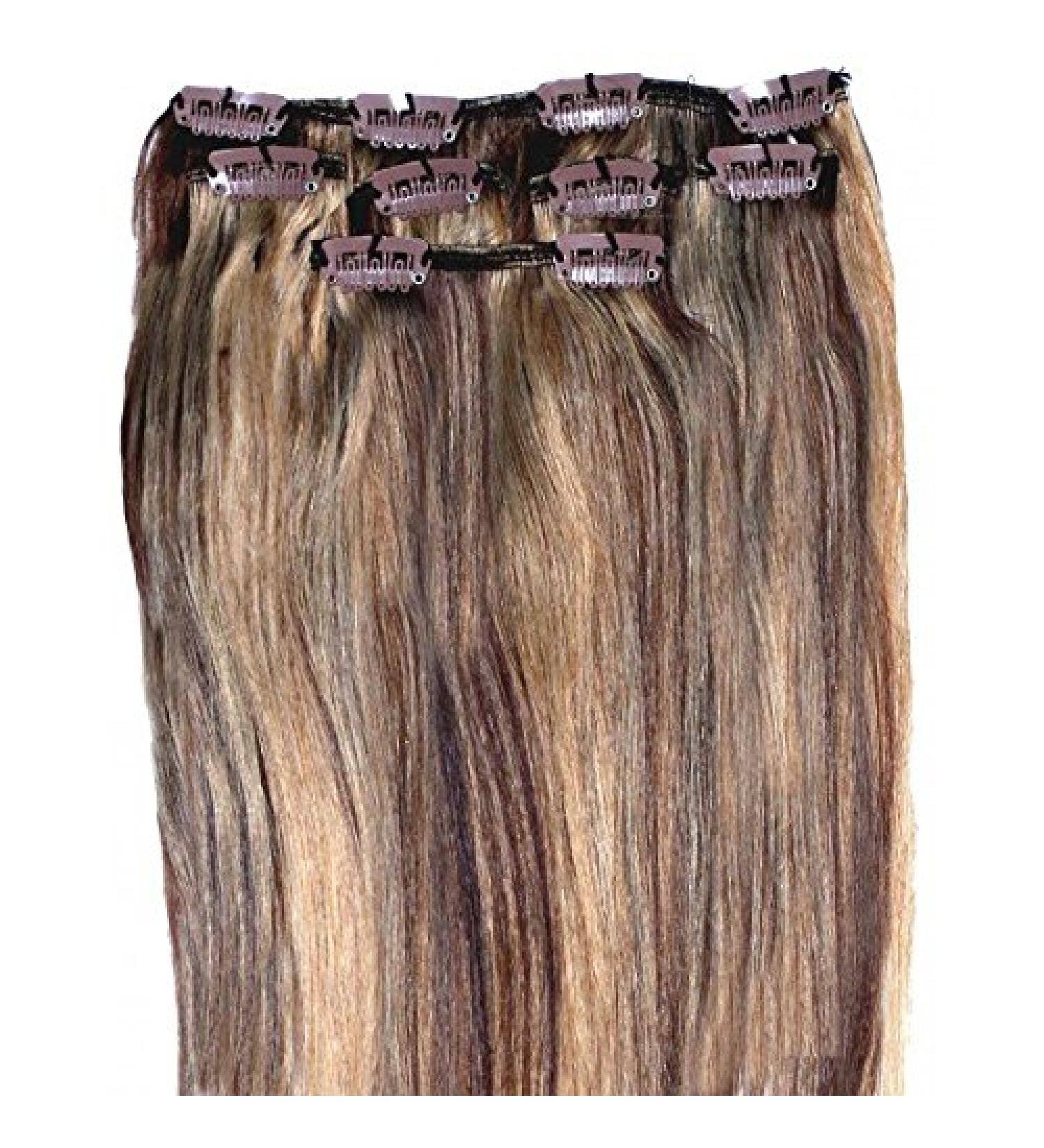 Forever Young UK Clip In Remy 100% Human Hair Extensions Medium Brown and Blonde Mix Half Head 16" Length