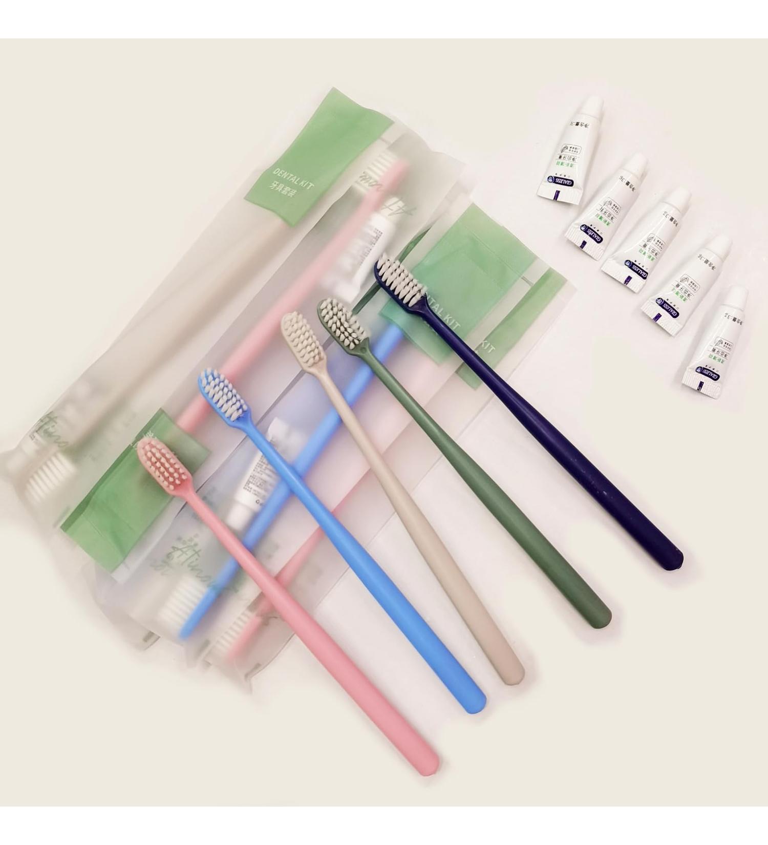Multi Color Manual Toothbrush Set with Mini Toothpaste - Family Dental Kits (Pack of 10) - International Shipping Available - Buy Online on GoSupps.com