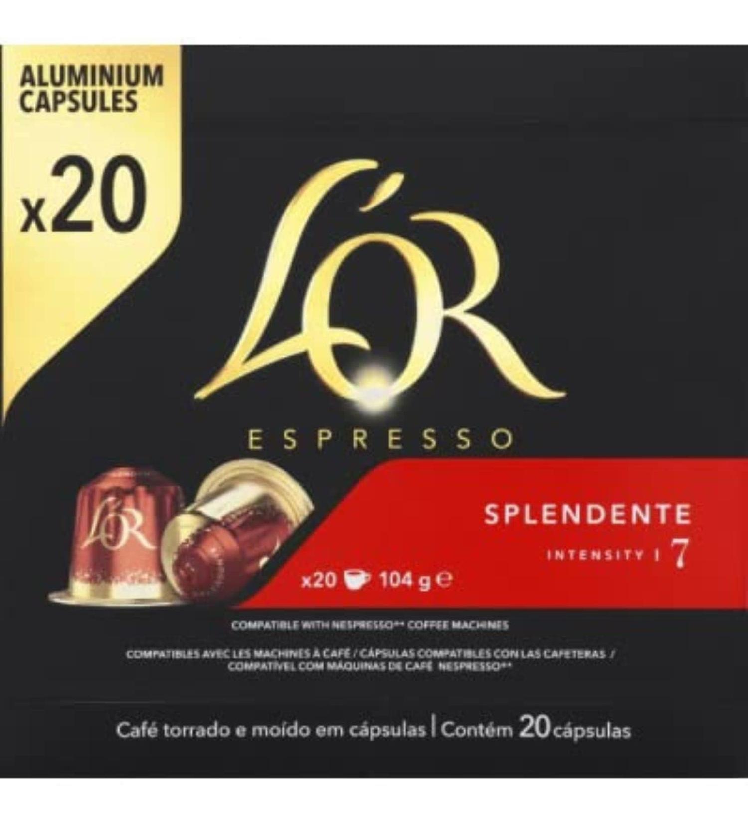 L'Or Espresso Espresso Coffee Capsules, Splendente, Intensity 7 - Box of 20, 104g