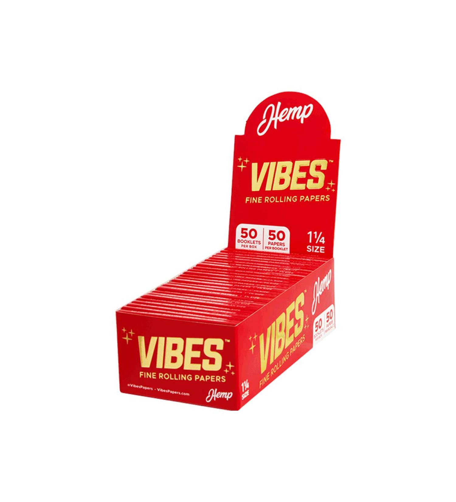 Vibes Rolling Papers 1.25 Natural Hemp Paper With Chlorine Free Technology and Arabic Gum 50 Count Display Box (50 Sheets Per Pack) (Hemp 1.25 inches) - Buy Online on GoSupps.com