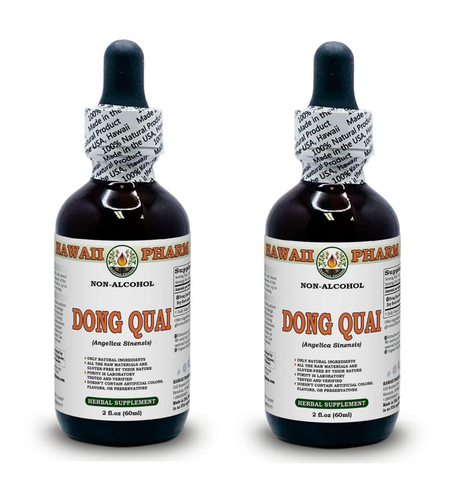 Dong Quai Alcohol-Free Liquid Extract Organic Chinese Angelica (Angelica sinensis) Dried Root Glycerite Hawaii Pharm Natural Herbal Supplement 2x2 oz 4 Fl Oz (Pack of 1) - Buy Online on GoSupps.com