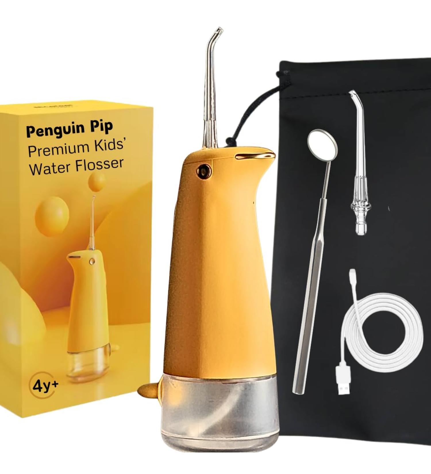 Penguin Pip Kids Premium Cordless Water Dental Flosser - 3 Modes IPX7 Waterproof Ideal for Braces & Beginners - Powerful Battery & Antislip Design - Buy Online on GoSupps.com