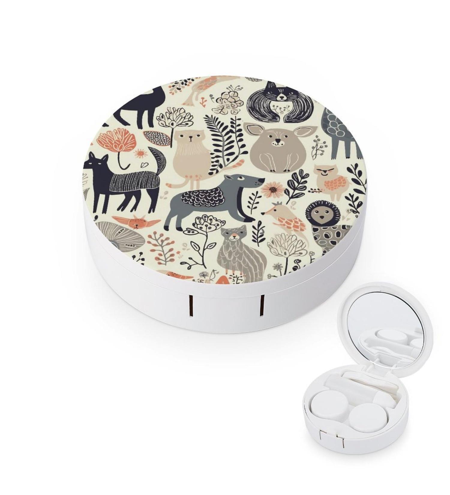 Animal Pattern Contact Lens Case - Portable Travel Storage Box for Contact Lenses - Buy Online on GoSupps.com