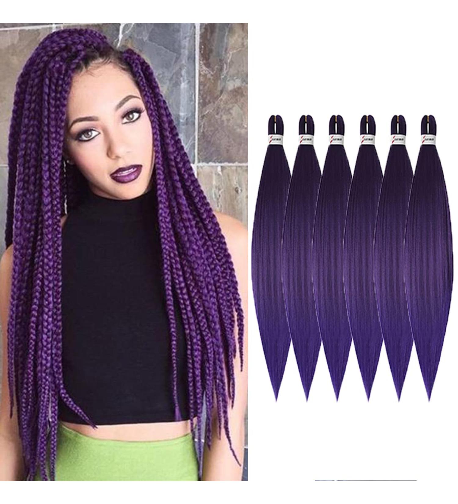 Pre-stretched Braiding Hair 26 inch 6 Packs Kanekalon Synthetic Fiber itch Free Crochet EZ Braids Soft Yaki Texture Braiding Hair Extensions (Purple#) 26 Inch (Pack of 6) Purple# - Buy Online on GoSupps.com