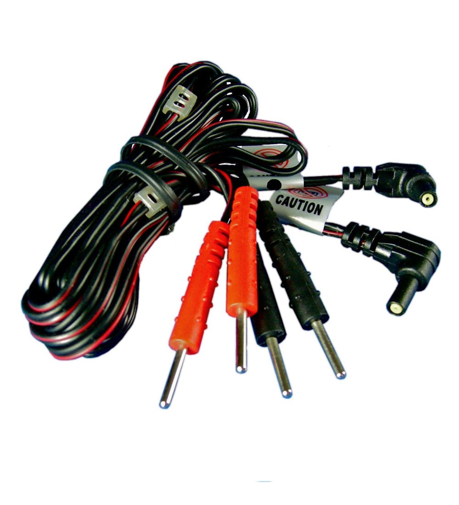EasyStim OTC Premium Pair of 2 Black Lead Wires for TENS and EMS Units - Standard Female Plug