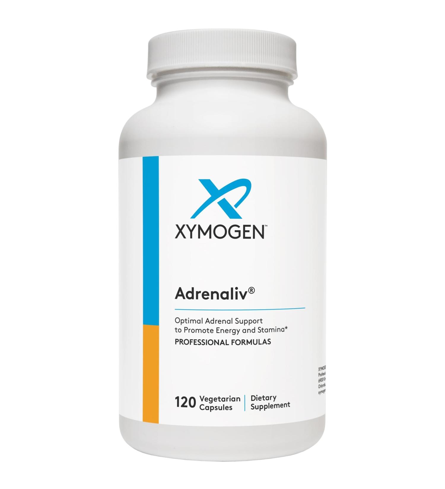 XYMOGEN Adrenaliv - Adrenal Support Supplement to Promote The Body's Response to Stress, Promote Energy and Stamina - Rhodiola Rosea, Eleuthero, Adrenal Complex, Licorice, Vitamin B6 (120 Capsules) 120 Count (Pack of 1) - Buy Online on GoSupps.com