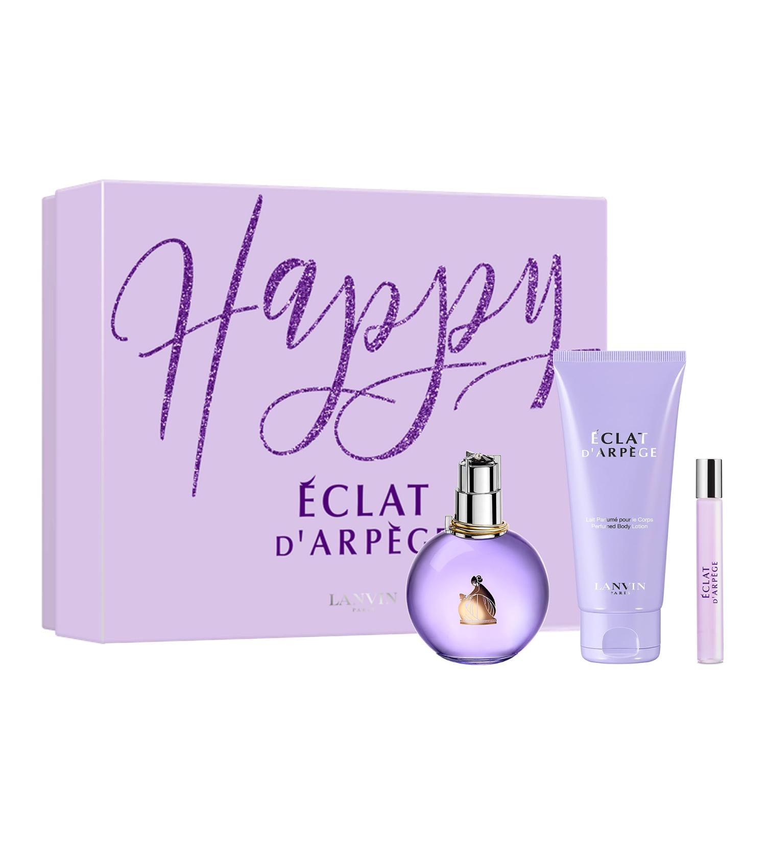 Lanvin Eclat d'Arpege Eau de Parfum 3 Piece Set - 3.3 fl. oz. Spray 0.25 fl. oz. Spray 3.3 fl. oz. Body Lotion - Long Lasting Fragrance with notes of Lilac Peach & Amber - Fruity & Floral