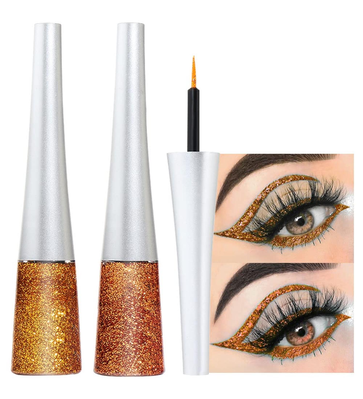 2Pcs Gold Liquid Glitter Eyeliner Set for Women - Sparkly Makeup Liners (Colores 07+13) - Buy Online on GoSupps.com