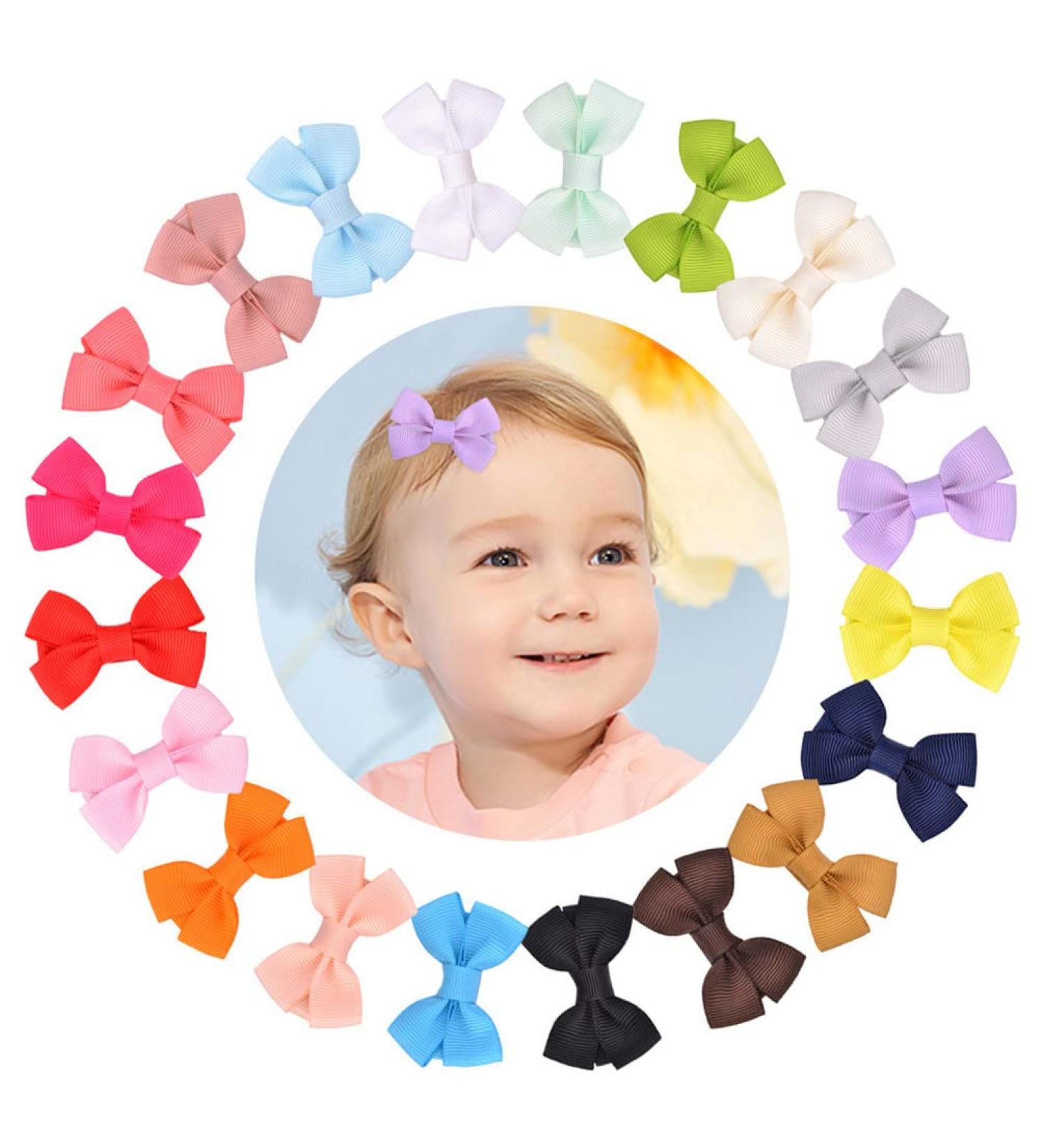 20 Pcs Baby Girls Hair Clips - Mini Bows Grosgrain Ribbon Hair Pins for Toddlers - Buy Online on GoSupps.com