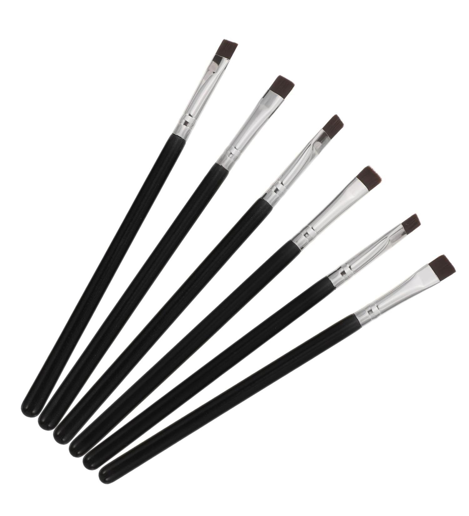 VINTORKY 6pcs Flat Eyebrow Brush Eyeliner Concealer Brush Eyeliner Makeup Tool Eye Brush Black Wooden Handle - Buy Online on GoSupps.com