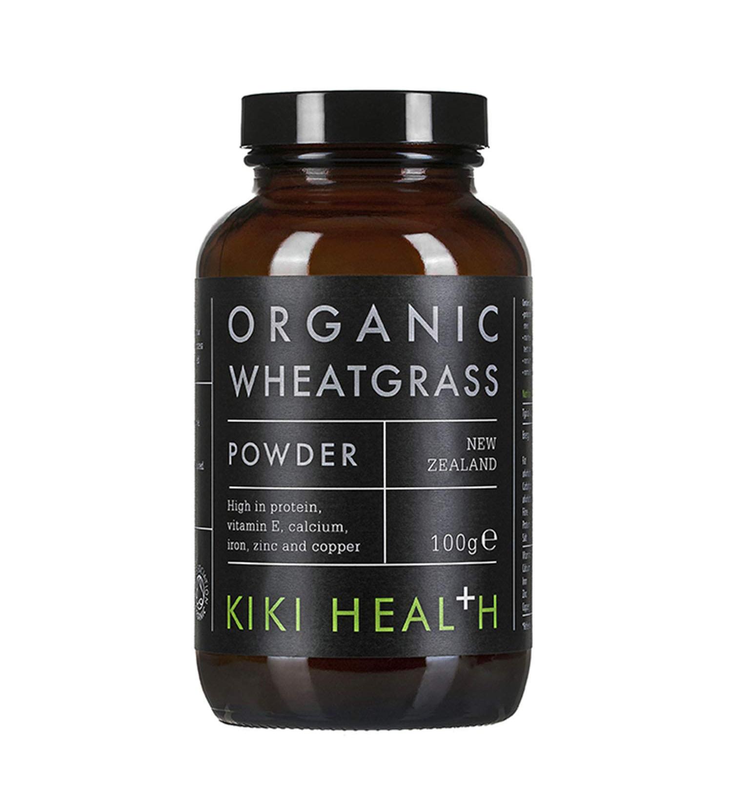 KIKI Health Premium Organic Wheatgrass Powder Supplement - Vegan-Friendly UK Made - Supports Muscles, Bones & Rich in Minerals - 100g - Buy Online on GoSupps.com