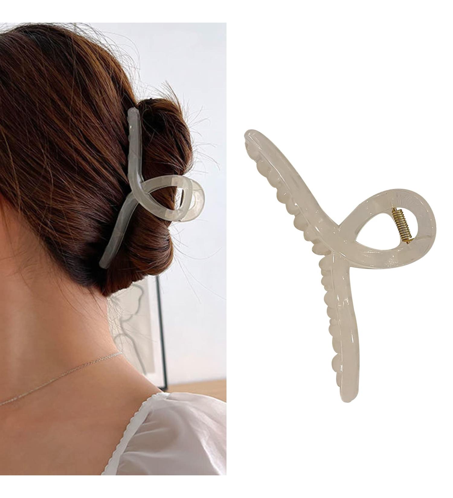 Off-White Large Jelly Hair Claw Clips for Women - Recycled Plastic Matte Butterfly Clip Hair Accessory - Buy Online on GoSupps.com