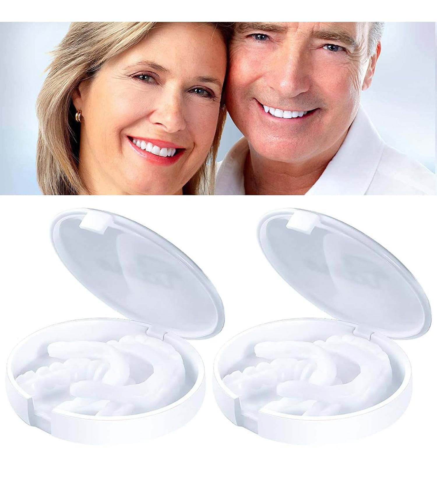 Dazzluxe Artificial Teeth - 2 Pairs of Temporary Snap-In Cosmetic Prosthesis for a Confident Smile & Brightening Dental Alternative - Buy Online on GoSupps.com