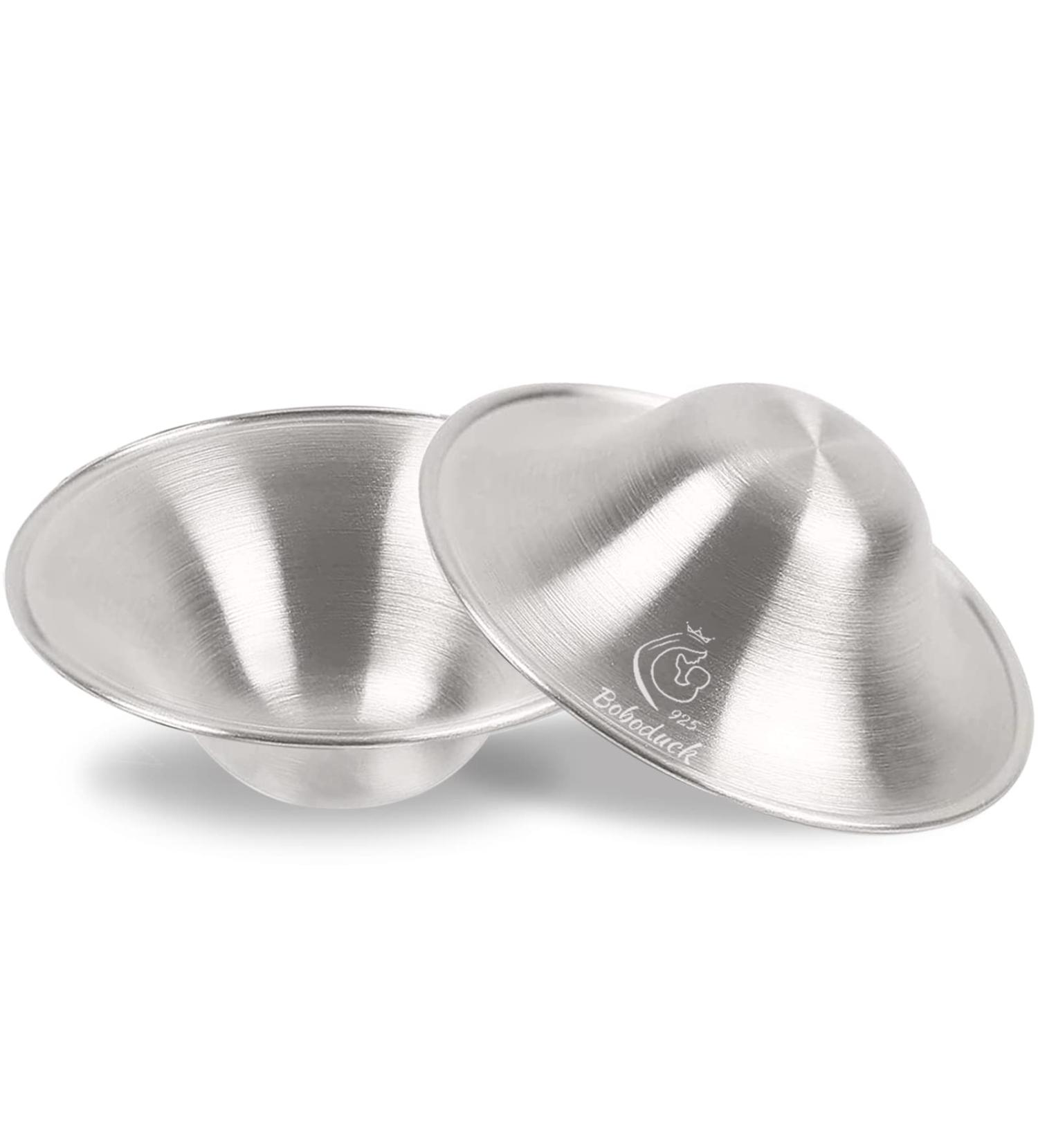 Boboduck Silver Nursing Cups - Nipple Shields for Newborn Breastfeeding - Soothe & Protect Nipples - Trilaminate 999 Silver (Regular Size) - Buy Online on GoSupps.com