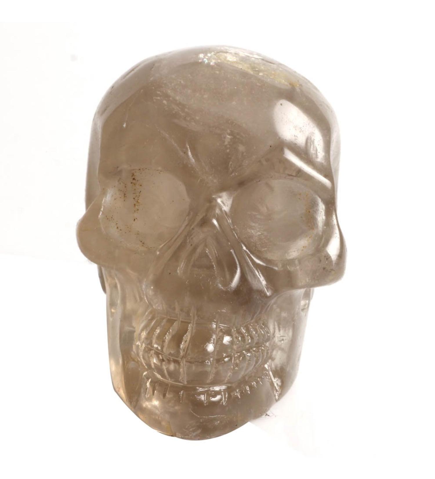 Natural Smokey Quartz Crystal Skull 2.40" h 0.61lbs Full of Texture Light Smokey - Buy Online on GoSupps.com
