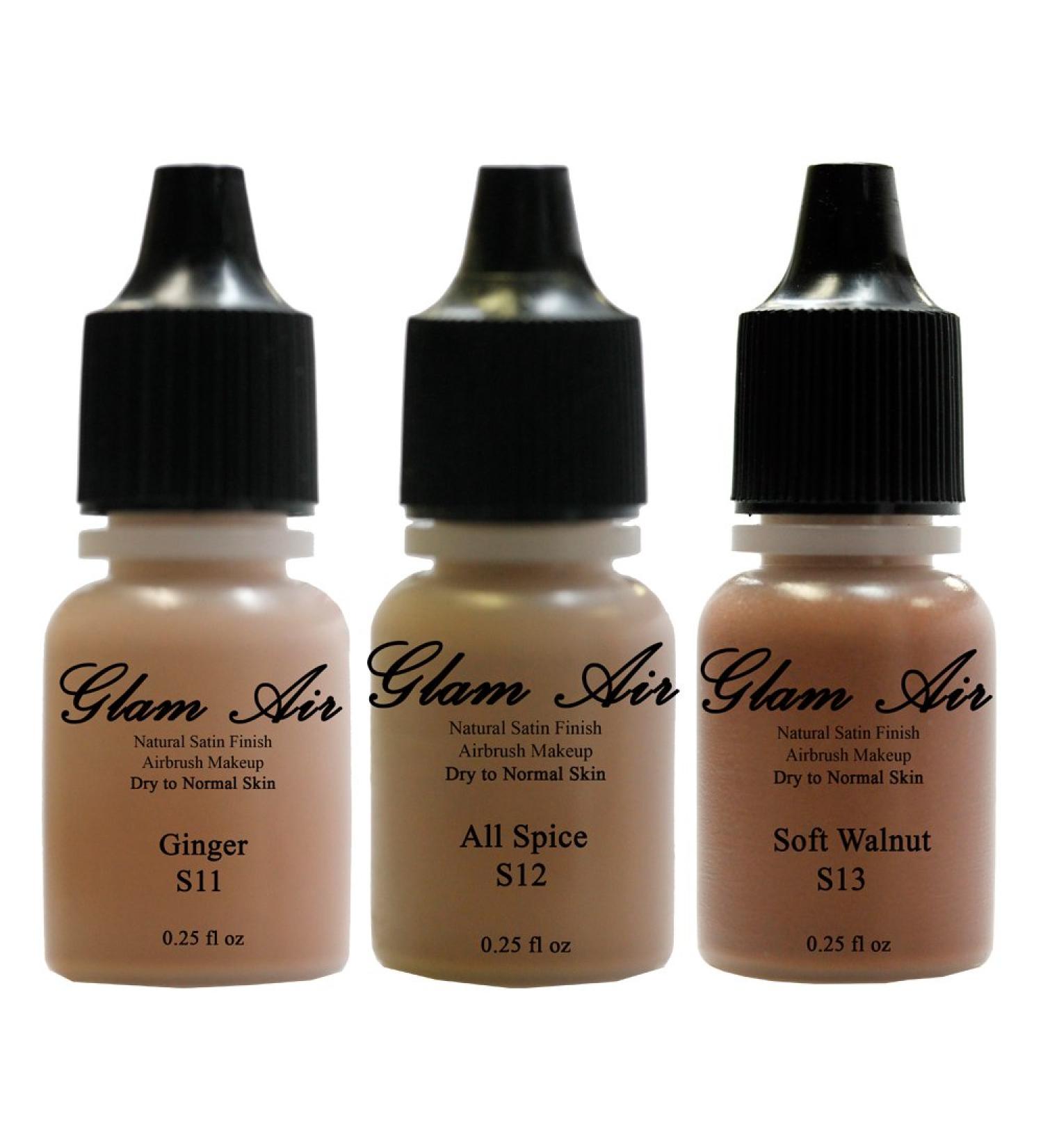 Glam Air Airbrush Water-based Foundation in Set of 3 Assorted Tan Satin Shades (For Normal to Dry Tan Skin) - Buy Online on GoSupps.com