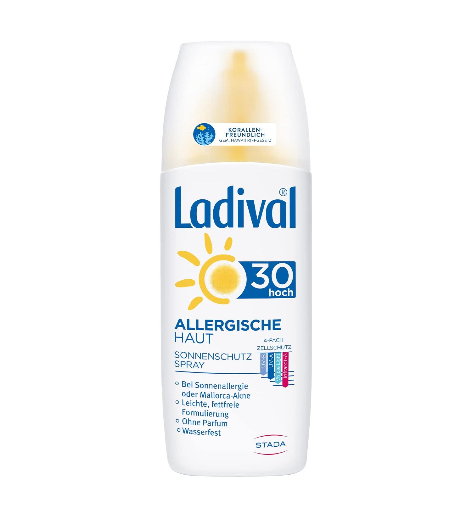 Buy Ladival Allergic Skin Sunscreen Spray LSF 30 | Perfume-Free & Waterproof | 150 ml - Ideal for Allergy Sufferers - Buy Online on GoSupps.com