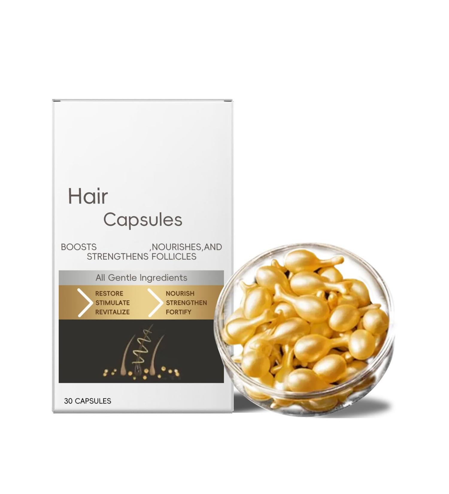  Generisch Hair Restoration Capsules - Pack of 30 Ginger Hair Growth Capsules - Anti-frizz - Regenerates and thickens hair by nourishing the scalp and hair follicles - Buy Online on GoSupps.com