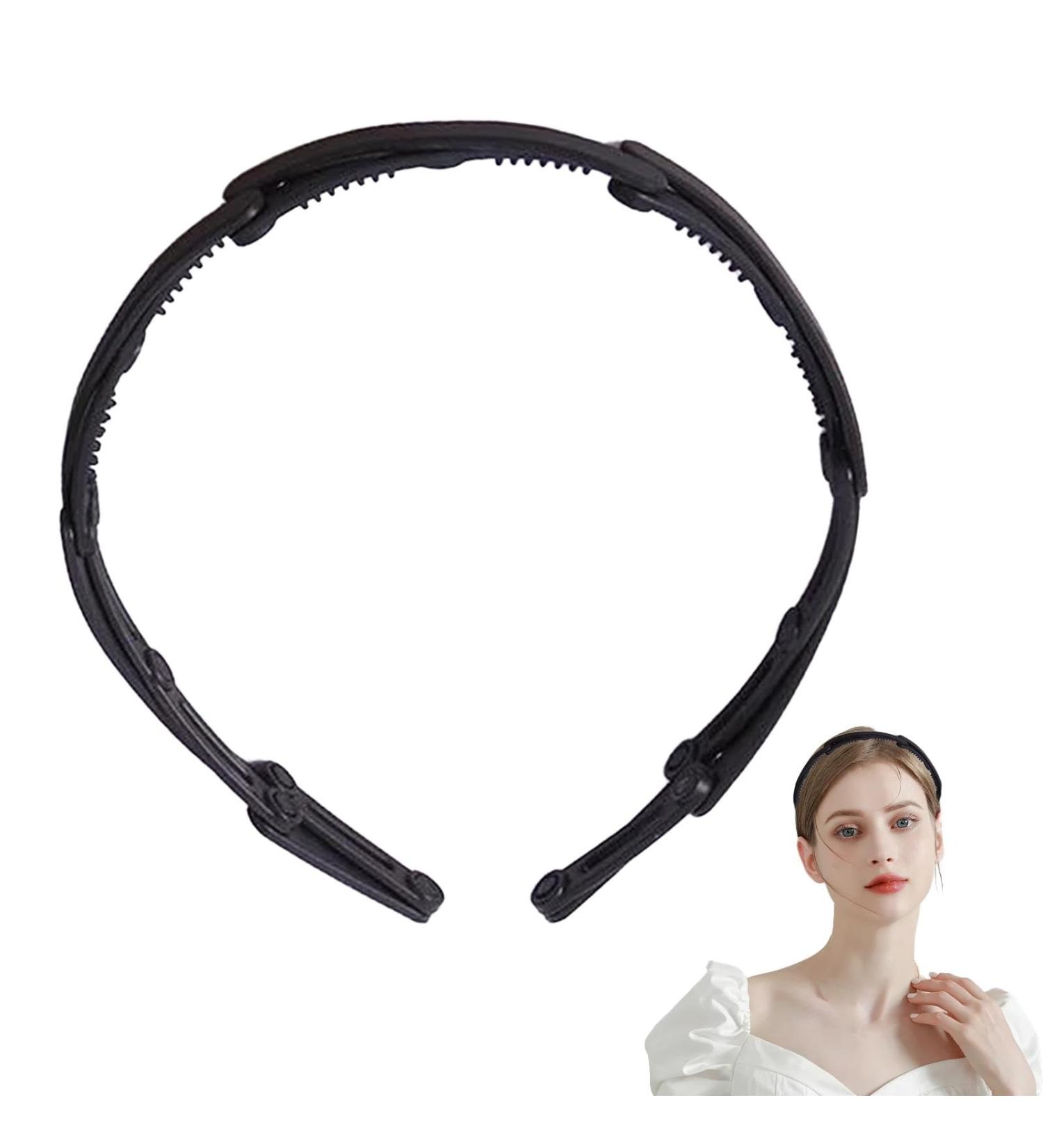 Foldable Hair Bands - Portable Telescopic Folding Headband Stretchy Foldable Headband Multipurpose Collapsible Hairband Hair Clips Hair Hoop for Women Girls Black - Buy Online on GoSupps.com