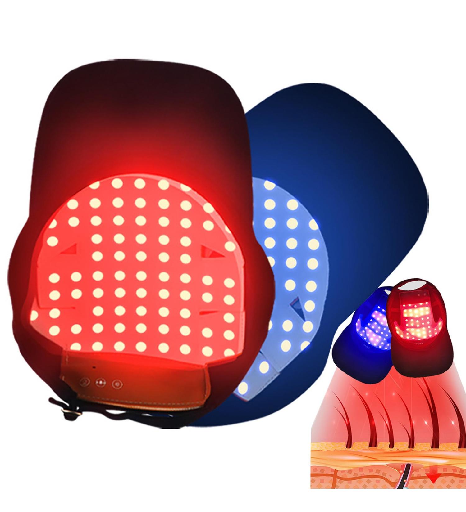 Bonnet De Croissance Des Cheveux - 70 Led Bonnet De Croissance Des Cheveux Double Longueur D'Onde Lumi Re Rouge Et Bleue 4 Modes Massage Du Cuir Chevelu Par Vibration Contr Le De L'Huile - Buy Online on GoSupps.com