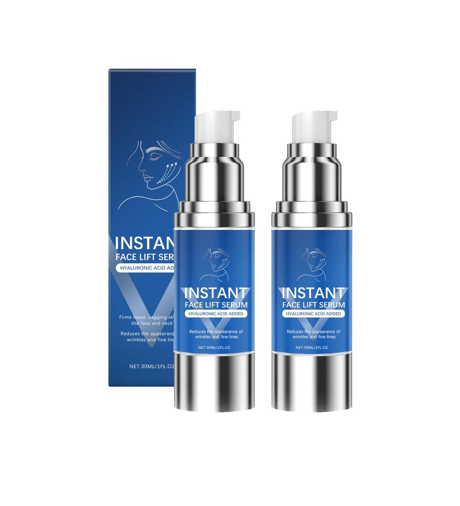  QPJUVC Instant Face Lift Serum with Peptides & Hyaluronic Acid - Temporary Firming Cream for Face and Neck - Reduces Fine Lines Fine Lines Under Eye Bags (2) - Buy Online on GoSupps.com
