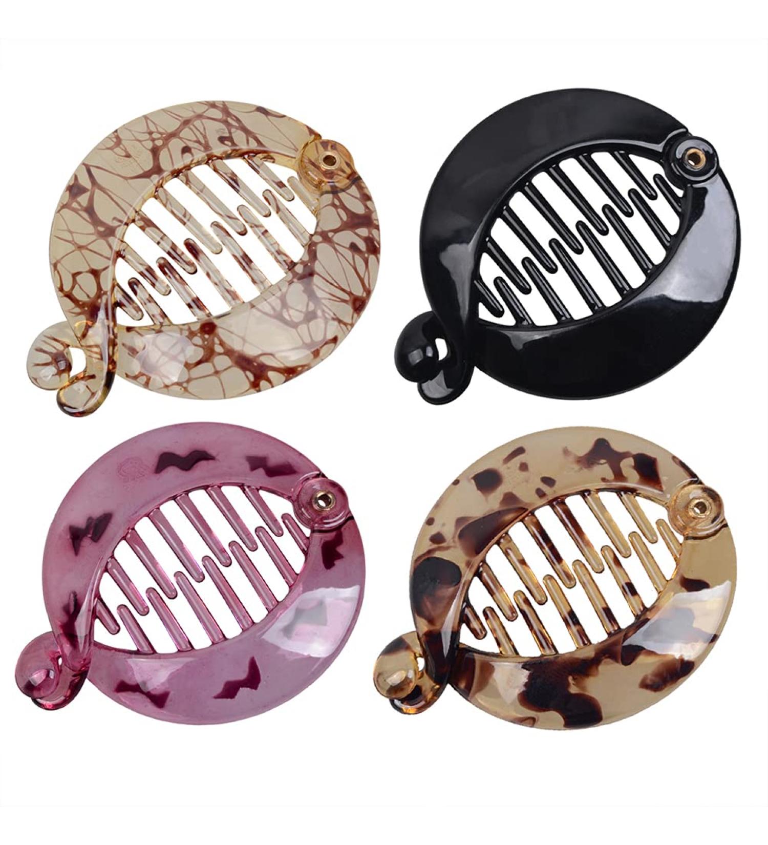 4-Piece Banana Fish Hair Clips Set | Stylish French Round Ponytail Holders for Women & Girls - Hair Accessories - Buy Online on GoSupps.com