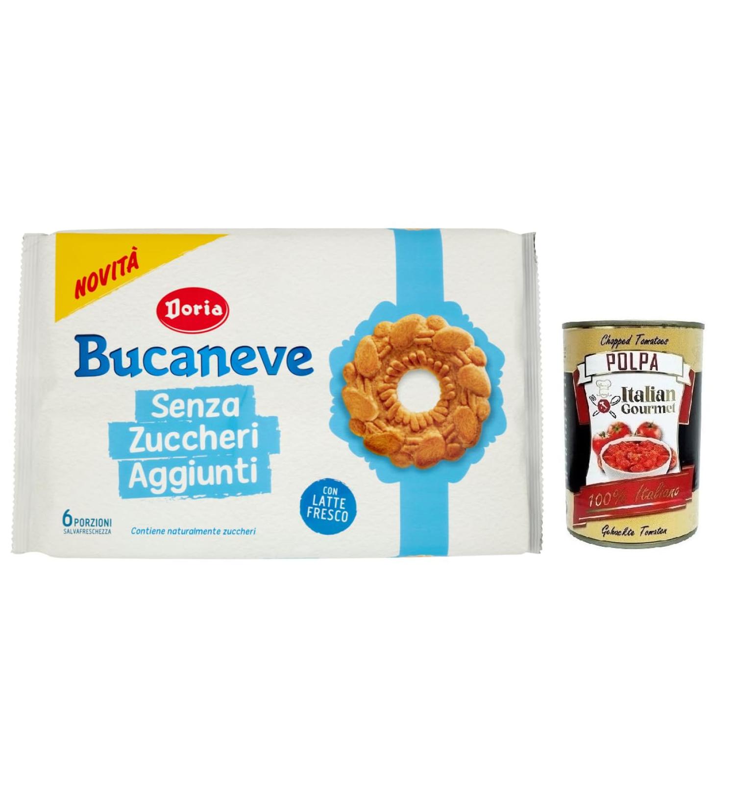 Doria Bucaneve Senza Zuccheri Aggiunti no added sugar shortcrust pastry biscuits with fresh milk 263 g pack each pack contains 6 individual portions + Polpa di Pomodoro Italian - Buy Online on GoSupps.com
