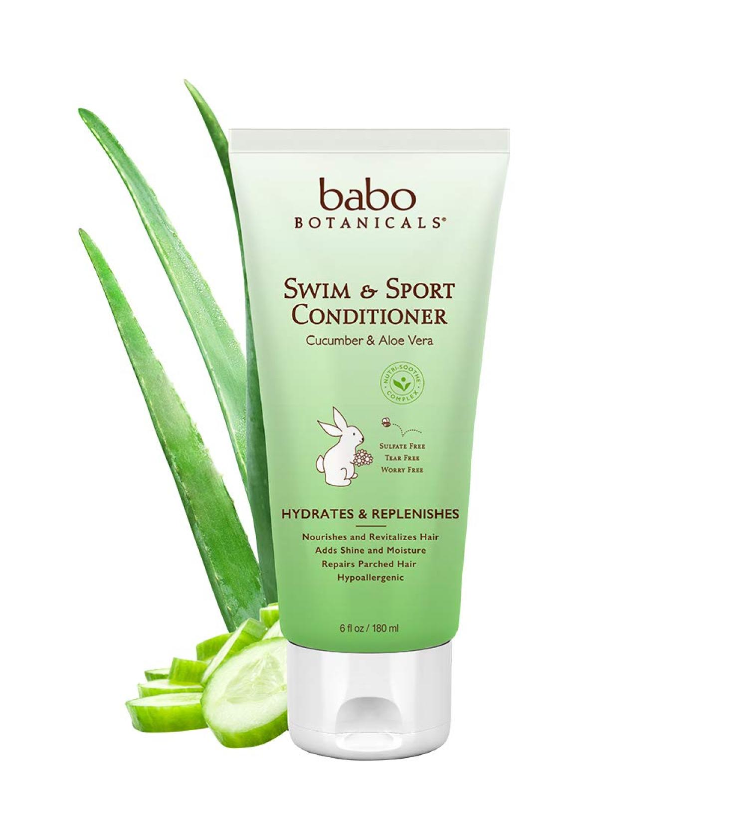 Babo Botanicals Swim & Sport Conditioner - Cucumber & Aloe Vera 6 fl oz | Gentle Hair Care - Buy Online on GoSupps.com