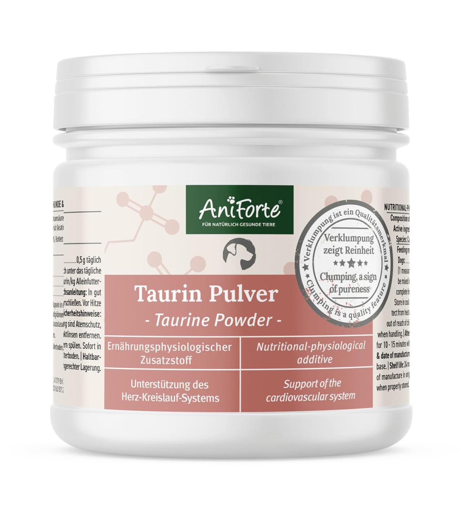Aniforte Taurin for Dogs 100g - 100% Pure Amino Acids for Cardiovascular & Cell Metabolism Support - International Shipping Available - Buy Online on GoSupps.com