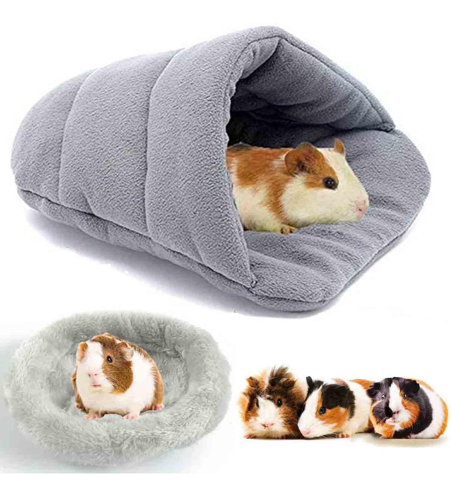 HzNzYHD 2 PCS Guinea Pig Bed Set with Cage Mat Soft Warm Hamster Bed Cave Nest Cushion for Small Animal Chinchilla Hedgehog Ferret Bunny gray - Buy Online on GoSupps.com