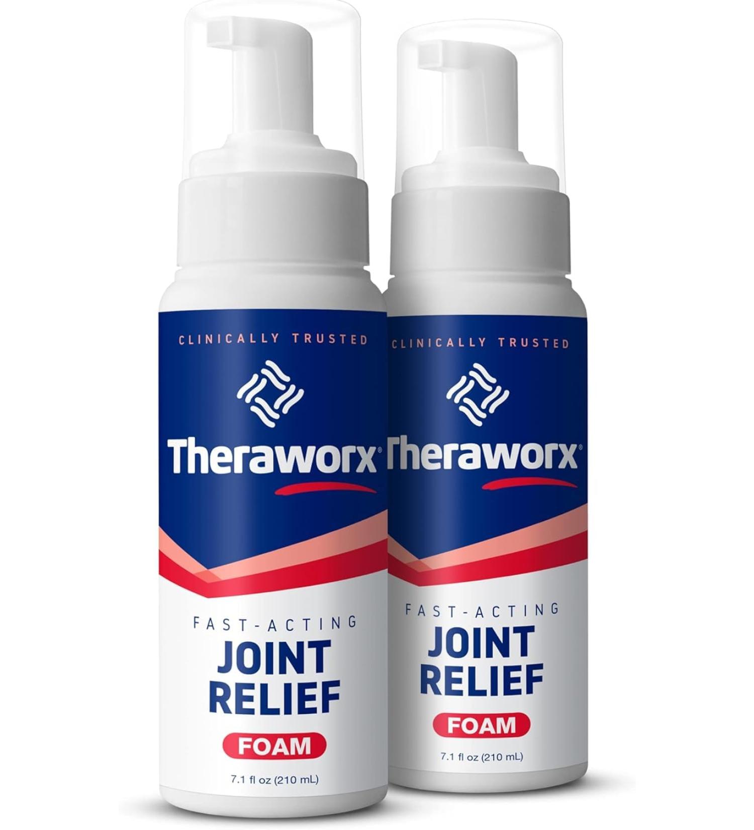 Theraworx Fast-Acting Joint Relief Foam - Joint Pain & Inflammation Relief (7.1oz Pack of 2 & 14.2oz Pack of 1) | Buy Internationally - Buy Online on GoSupps.com
