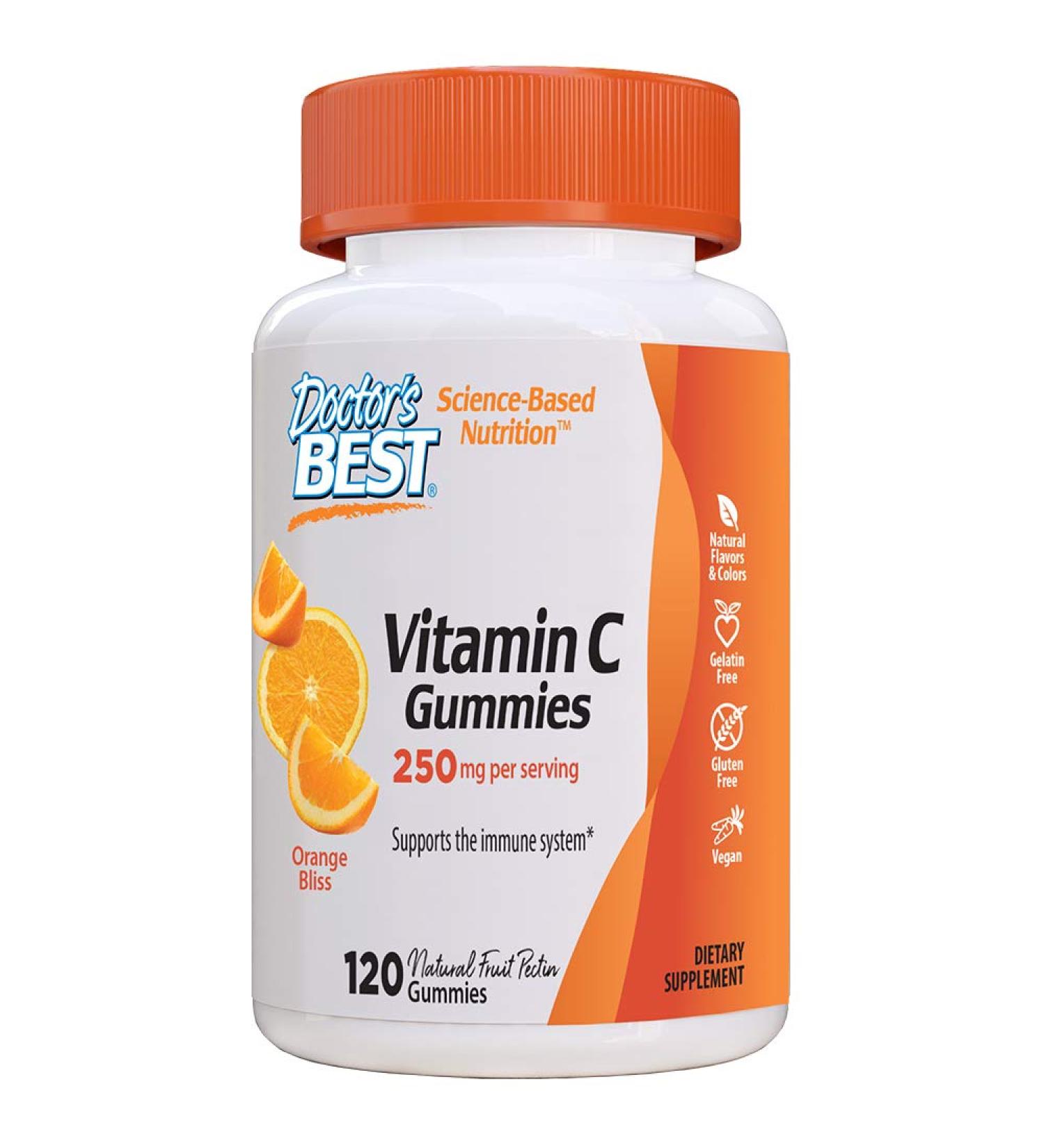 Doctor's Best Vitamin C Gummies - 250 mg Orange Bliss, 120 Count for Immune Support - Buy Online on GoSupps.com