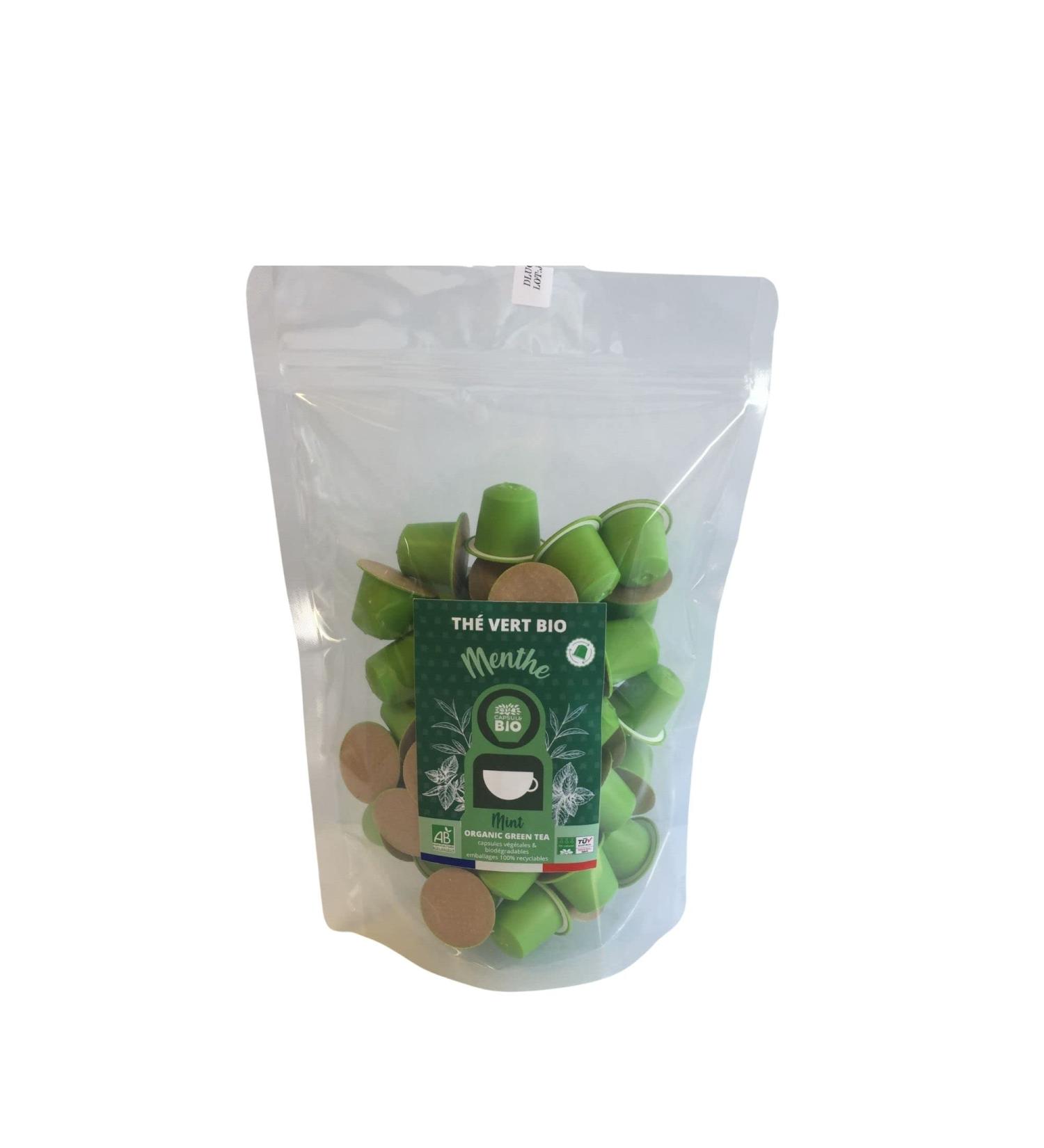 CAPSUL&BIO Th Vert la Menthe biologique - 50 Capsules Biod gradables - Compatible avec les machines Nespresso - 100% V g tales - Rapide et Sain - Fabrication Fran aise - Buy Online on GoSupps.com