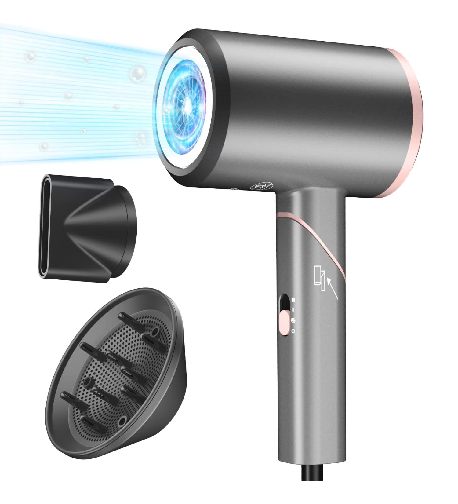 1800W Ionic Hair Dryer with Diffuser & Foldable Handle - Rose Gold - Buy Online on GoSupps.com