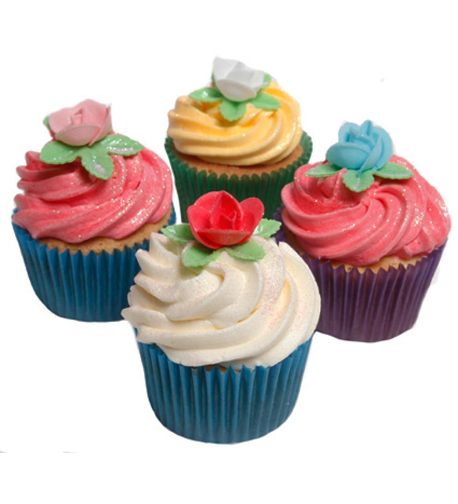 12 Mixed Colour Roses with Leaves- Beautiful Edible 3D Wafer Cake Decorations