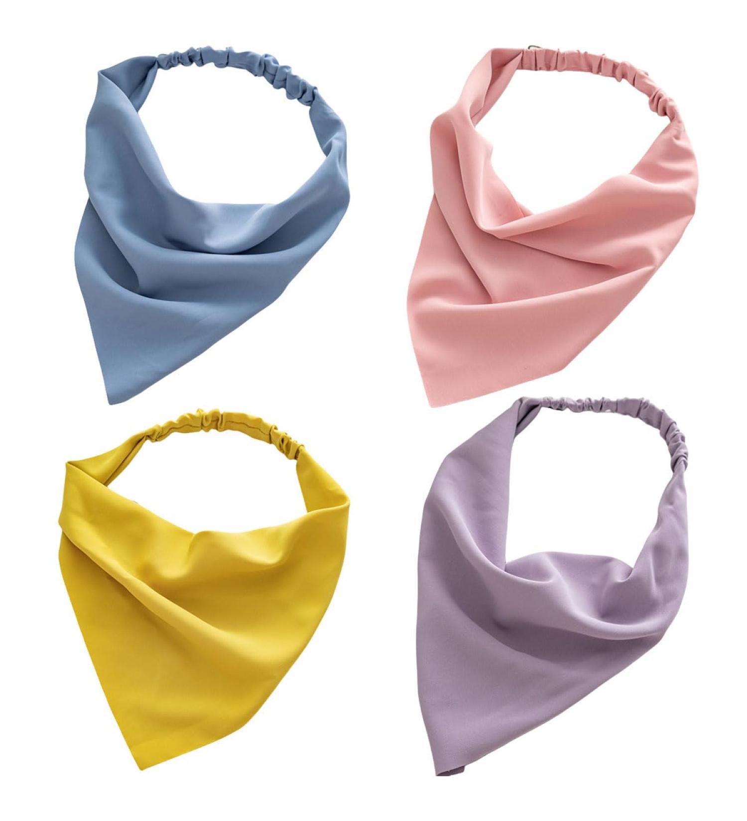 scicent Headbands for Women 4 Pieces Solid Hair Scarf Elastic Hair Kerchief Boho Triangle Bandana Headscarf Solid Color Hairband Hair Scarves for Teen Girls - 23808 - Buy Online on GoSupps.com