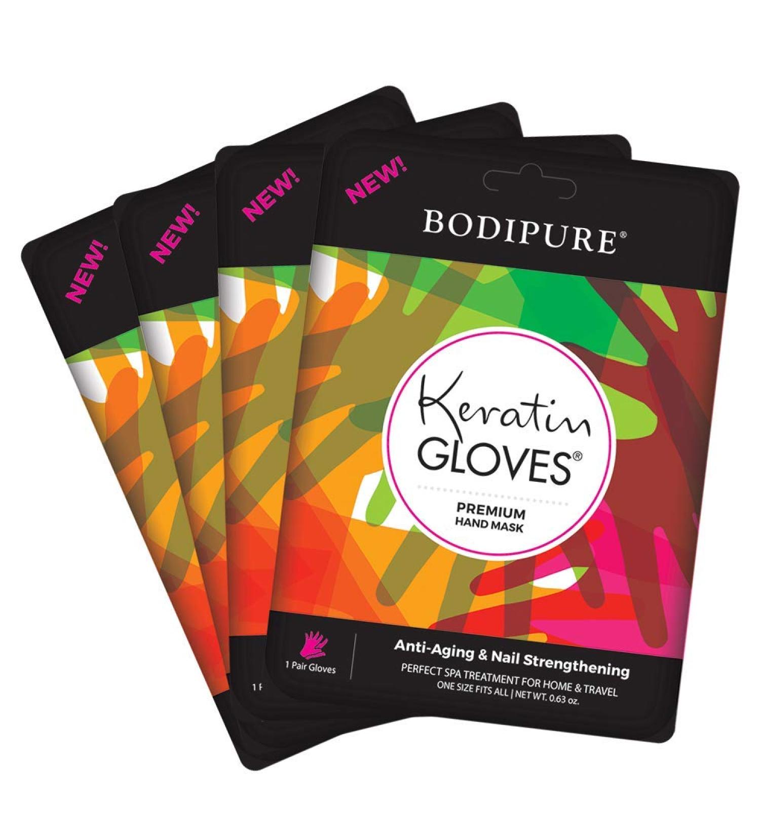 BODIPURE Premium Keratin Gloves - Hydrating & Cuticle Softening Hand Masks for Dry Hands - Anti-Aging Moisturizing Treatment with Natural Ingredients - 4 Pack - Buy Online on GoSupps.com