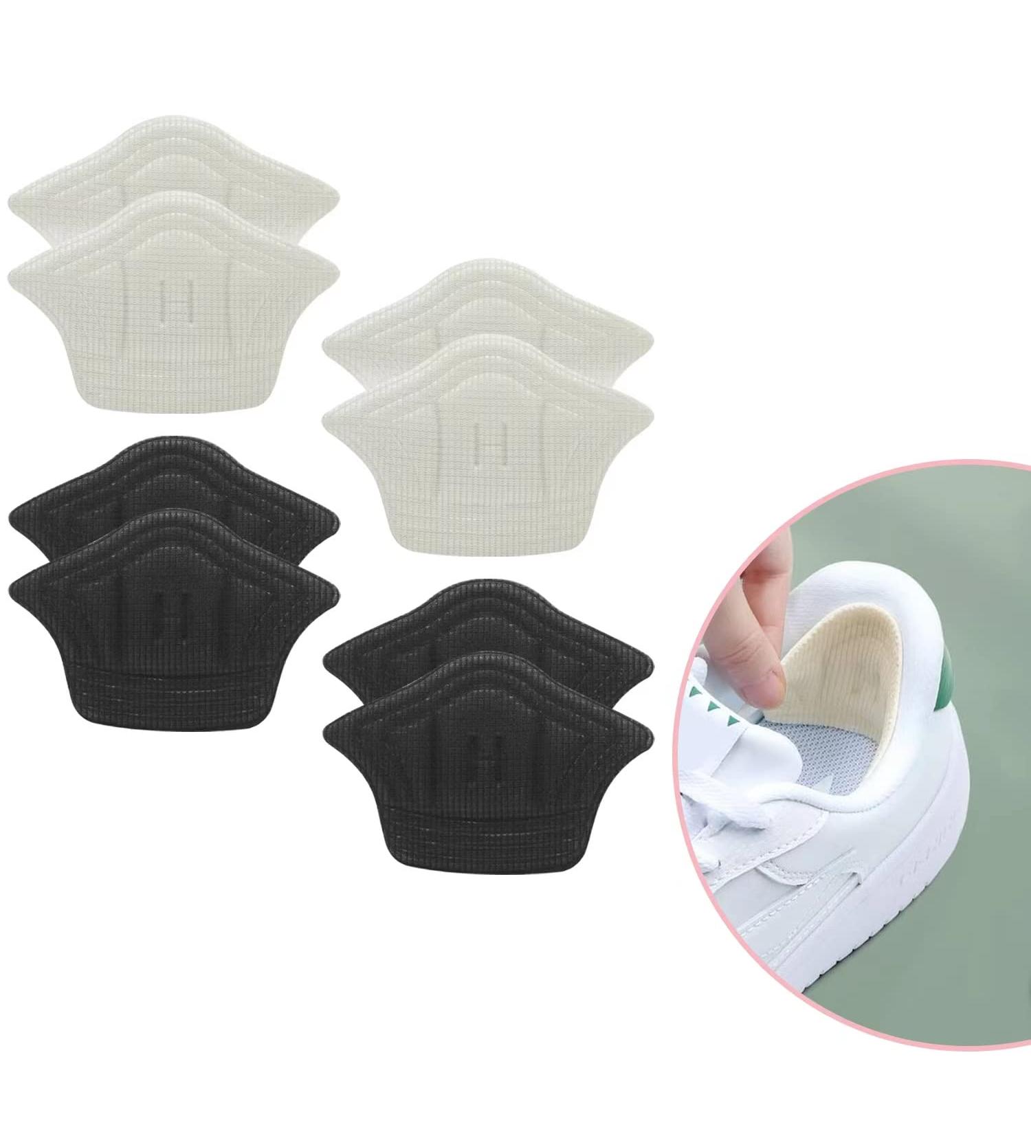 4 Pairs Self-Adhesive Heel Cushions for Big Shoes - Foot Care Heel Pads Friction Protection Inserts in White & Black - Buy Online on GoSupps.com