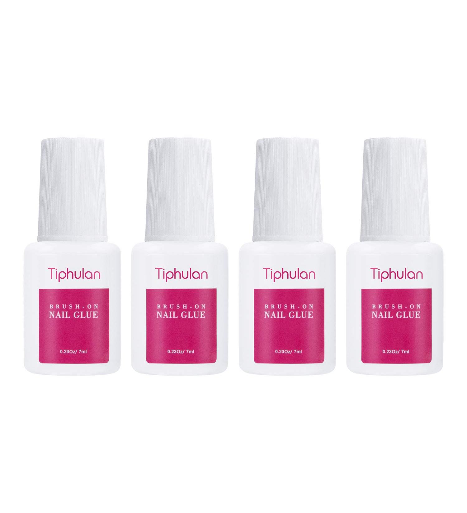 TIPHULAN Brush on Nail Glue for Press on Nails - Quick & Strong Adhesive for False Nails - 4pcs Bulk Pack 7ML0.23OZ - Buy Online on GoSupps.com