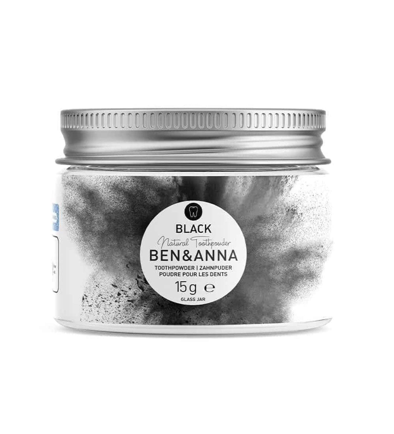 Ben & Anna Toothpowder Black 15g - Activated Charcoal Bleaching Powder for Whiter Teeth | Natural Cosmetics - Buy Online on GoSupps.com