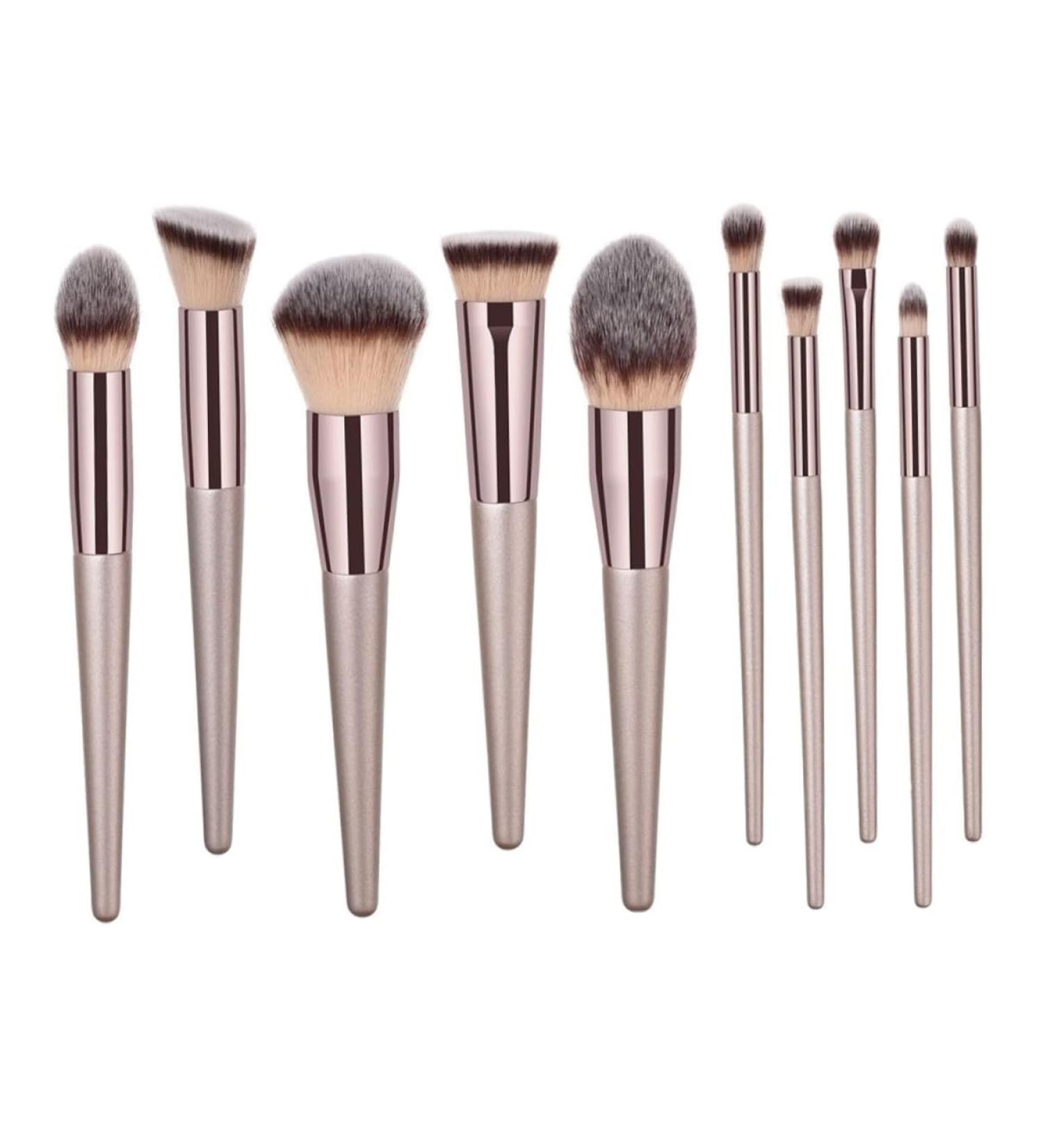 Buy 10 Champagne Gold Makeup Brushes - Premium Makeup Tools for Flawless Application - Buy Online on GoSupps.com