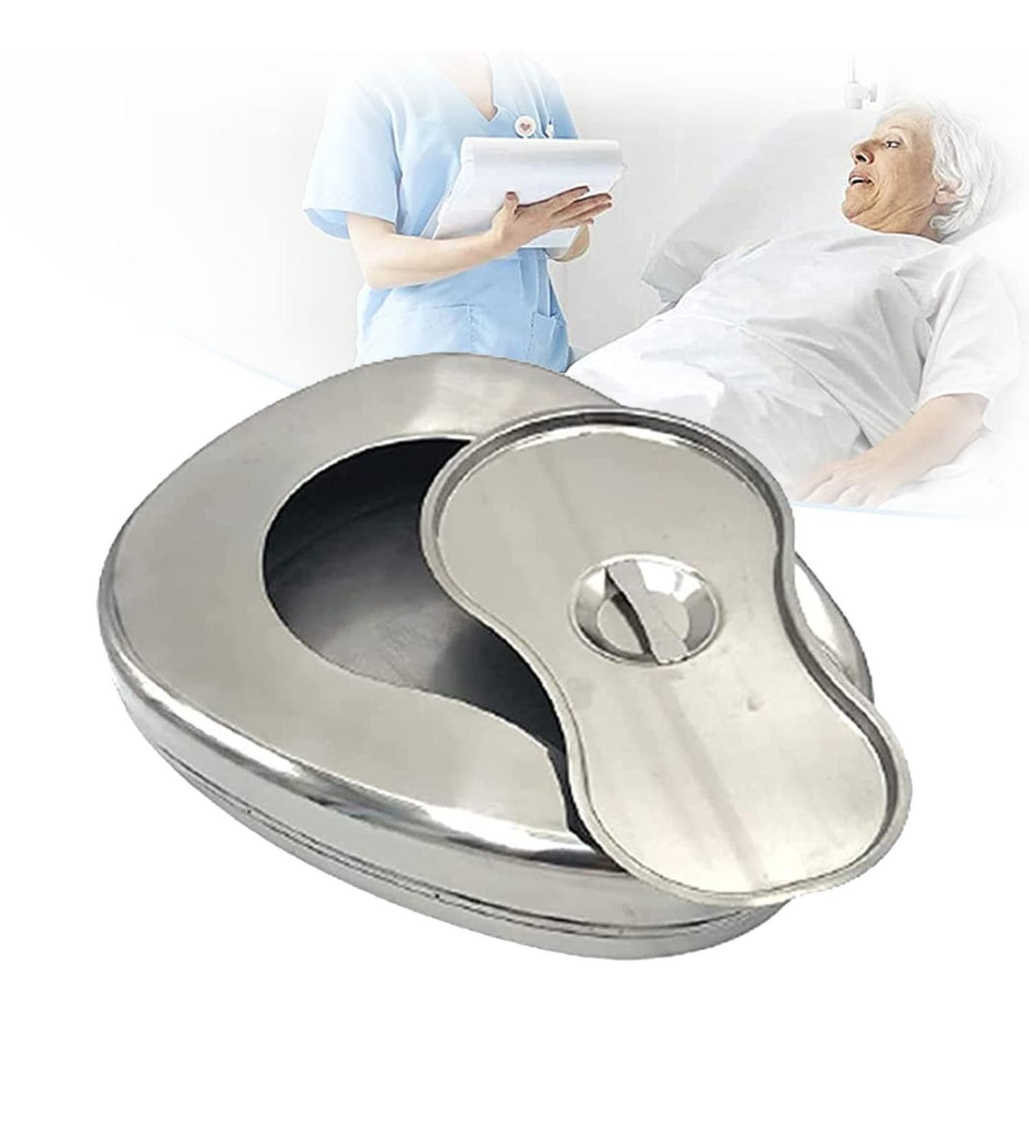 Stainless Steel Bed Pans Bedpans with Lid Spill Proof Easy to Wash for Bed Bound Patient Bed Pans for Females and Male to Elderly Patient - Buy Online on GoSupps.com