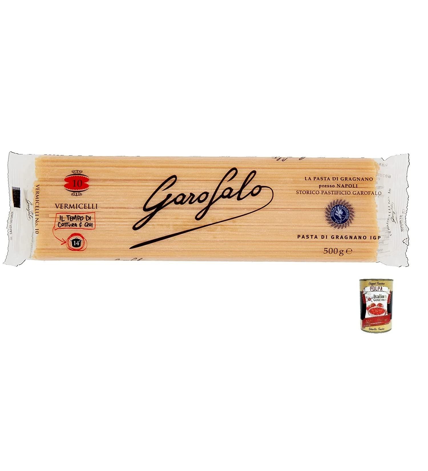  Italian Gourmet E.R. Garofalo Pasta di Gragnano Vermicelli No. 10 Pasta 500 g + Italian Gourmet Tomato Pulp Box of 400 g - Buy Online on GoSupps.com