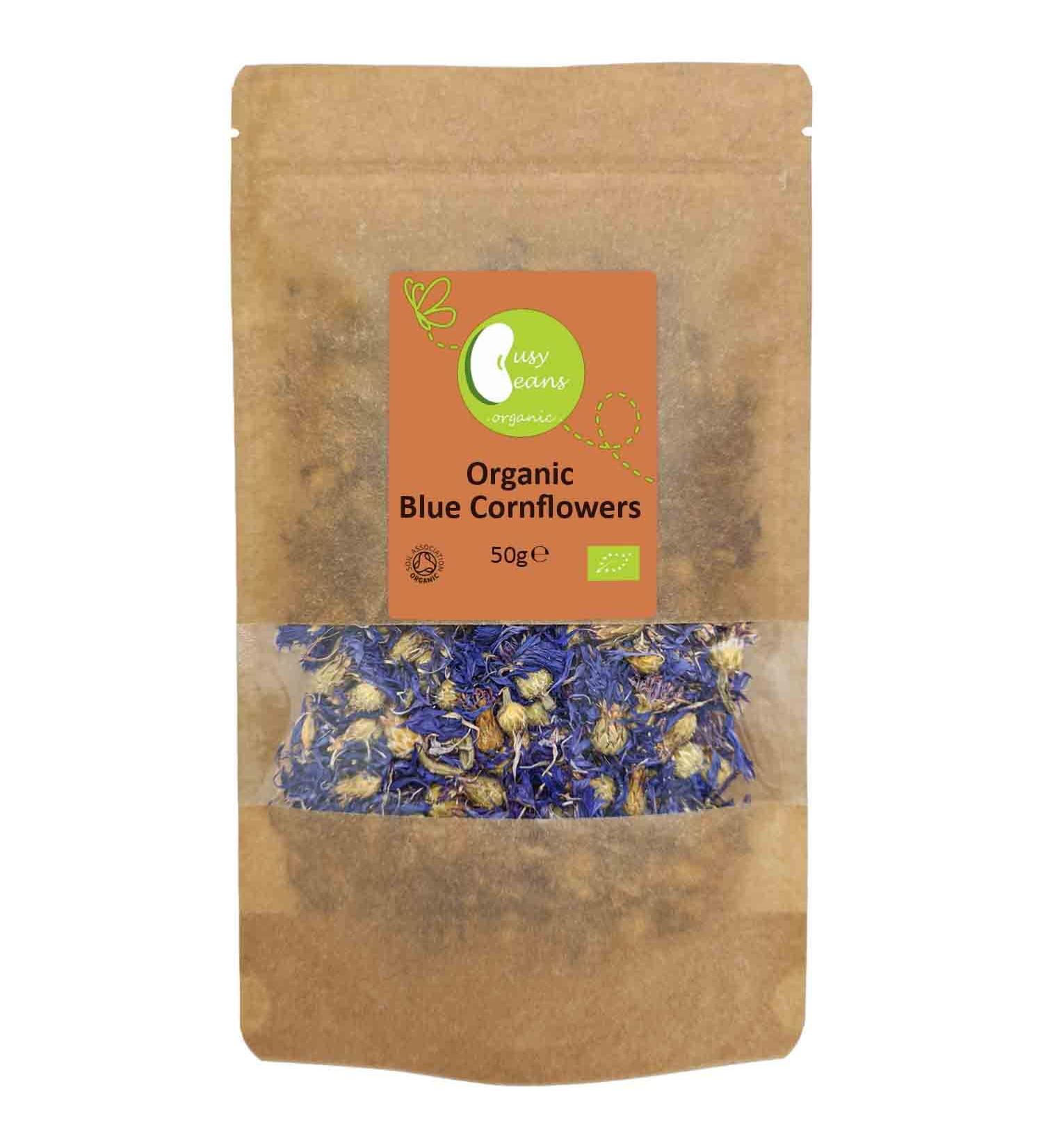 Organic Blue Cornflowers - Certified Organic - by Busy Beans Organic (50g) - Buy Online on GoSupps.com