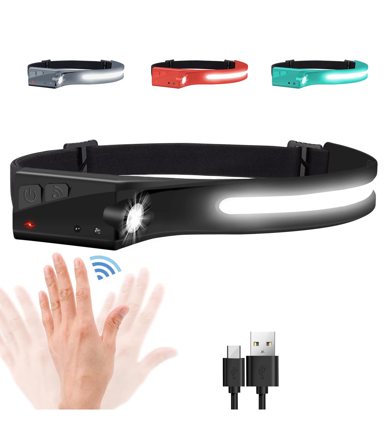 EGUKU Rechargeable LED Headlamp 1200 Lumens | Motion Sensor | 5 Modes | Waterproof | Outdoor Running, Camping, Hiking | Black - Buy Online on GoSupps.com